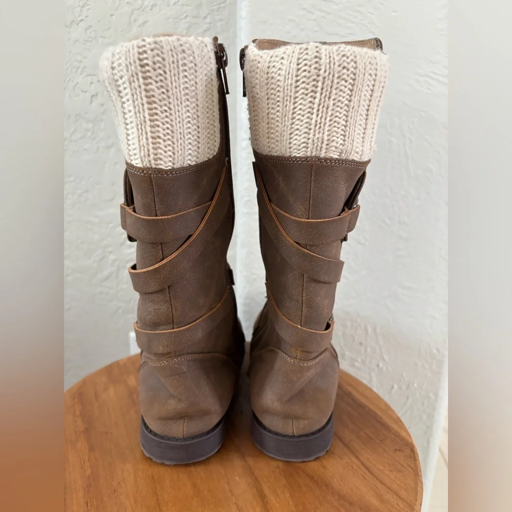 Rachel Shoes Brown Winter Boots with Knit Cuff - Picture 7 of 14
